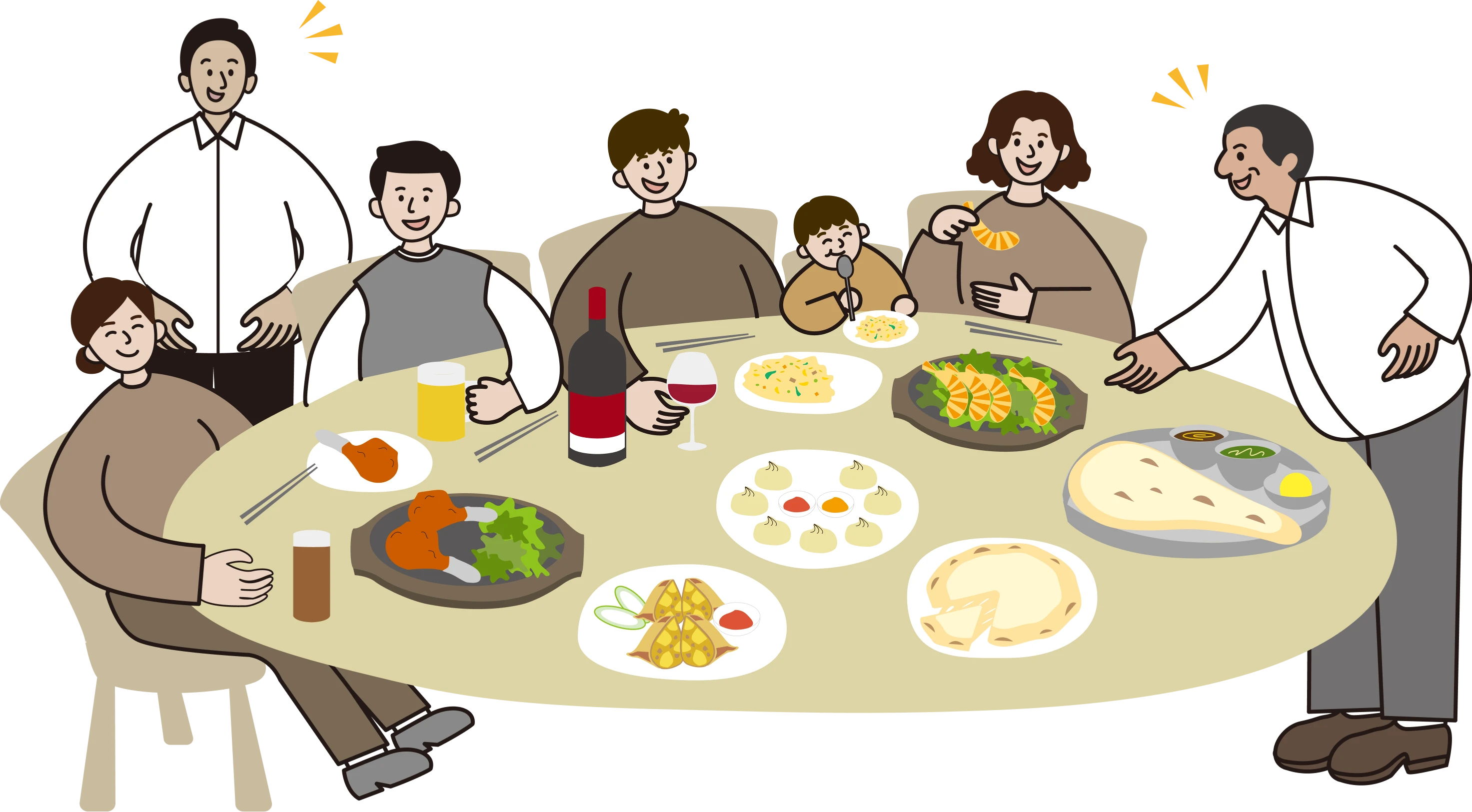 インドレストラン15の家族の食卓